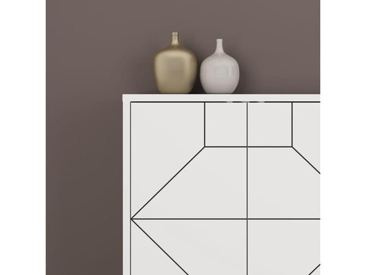 Buffet bas contemporain Meublori 184cm Bois Blanc