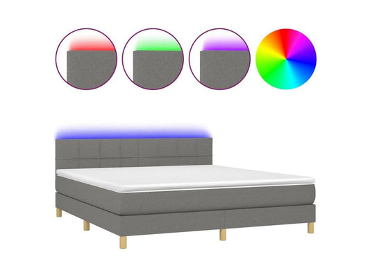 Sommier à Meublori de lit et matelas et LED Gris foncé 160x200
