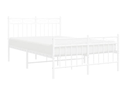 Cadre de lit métal sans matelas et pied de lit blanc 120x190 cm