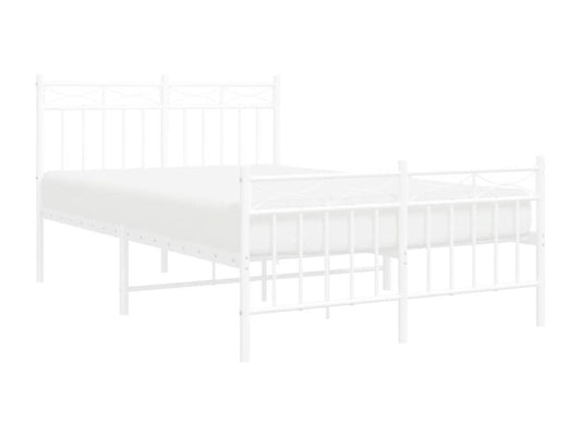 Cadre de lit métal sans matelas et pied de lit blanc 120x190 cm